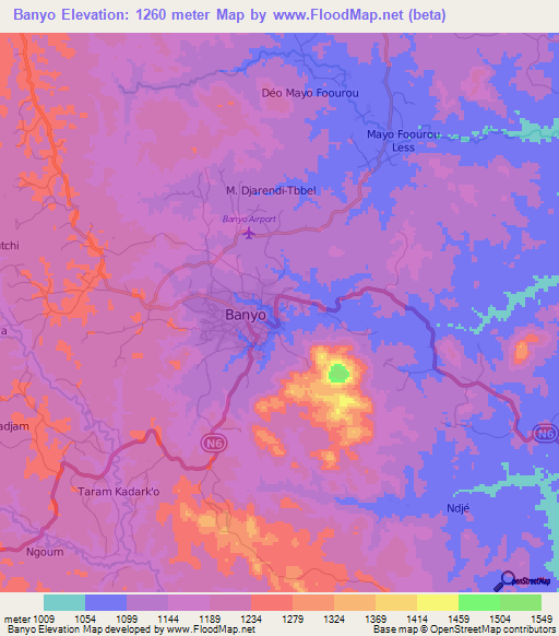 Banyo,Cameroon Elevation Map