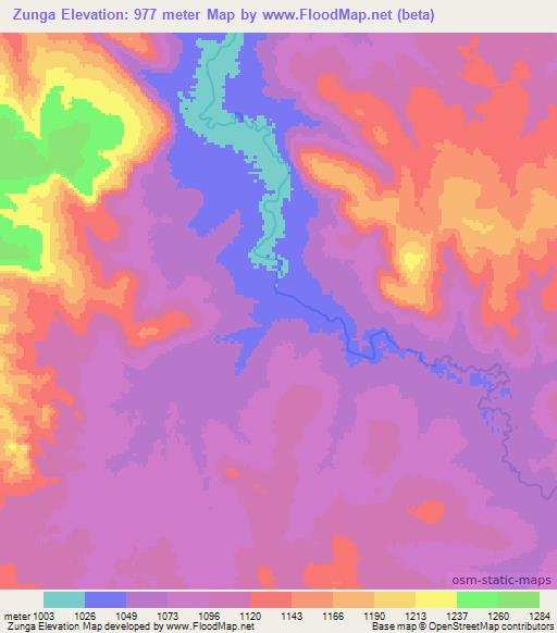 Zunga,Angola Elevation Map