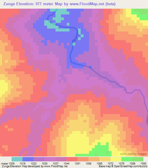 Zunga,Angola Elevation Map