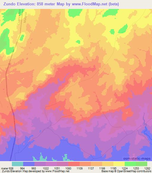 Zundo,Angola Elevation Map