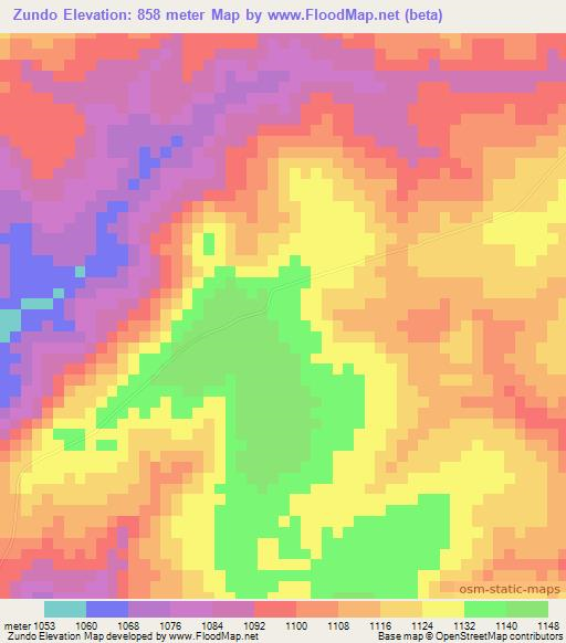 Zundo,Angola Elevation Map