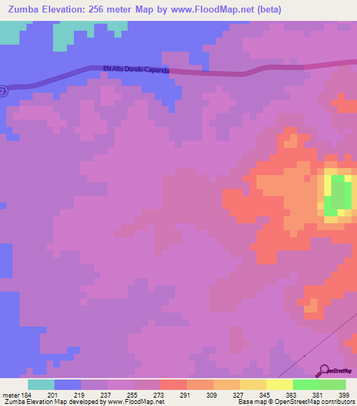 Zumba,Angola Elevation Map