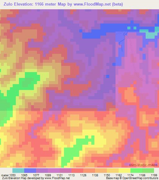 Zulo,Angola Elevation Map