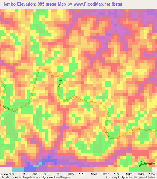 Iembo,Angola Elevation Map