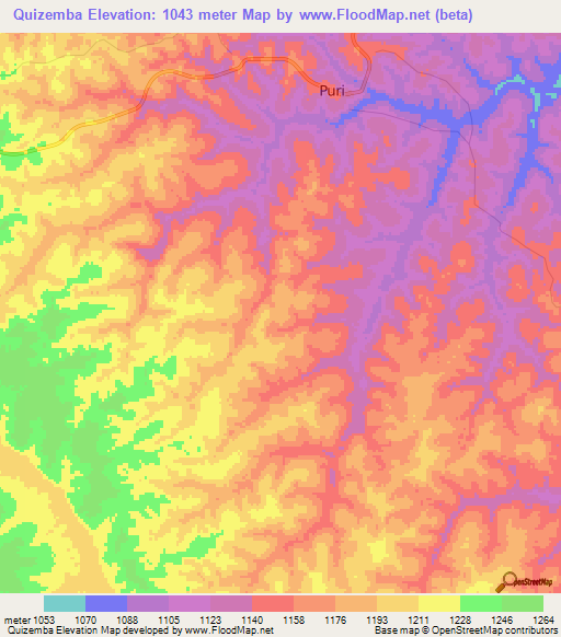 Quizemba,Angola Elevation Map