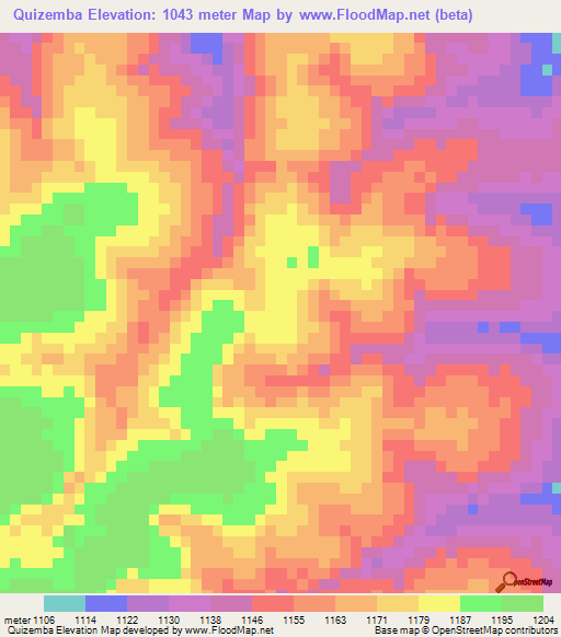 Quizemba,Angola Elevation Map