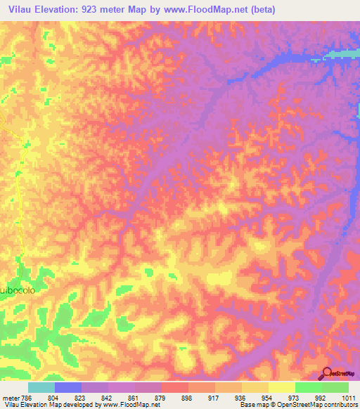 Vilau,Angola Elevation Map