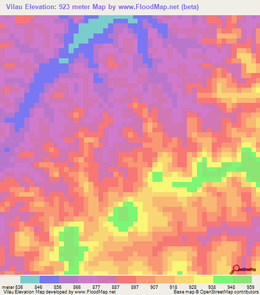 Vilau,Angola Elevation Map