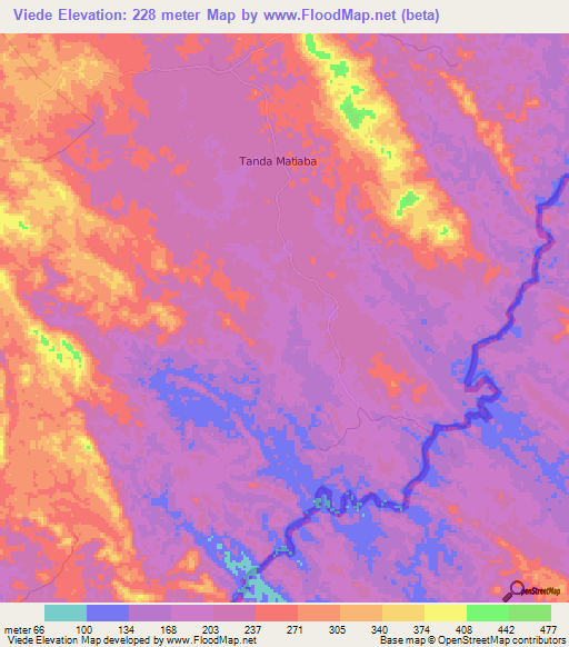 Viede,Angola Elevation Map