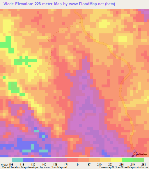 Viede,Angola Elevation Map