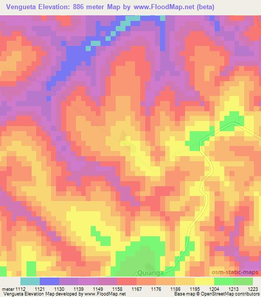 Vengueta,Angola Elevation Map