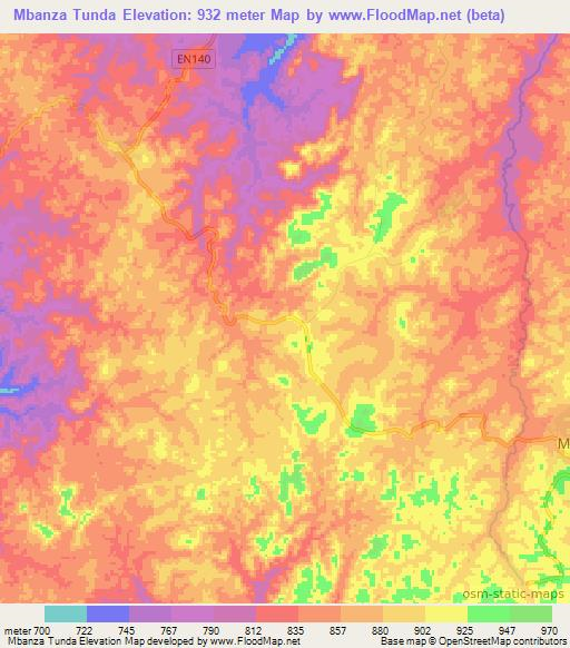 Mbanza Tunda,Angola Elevation Map