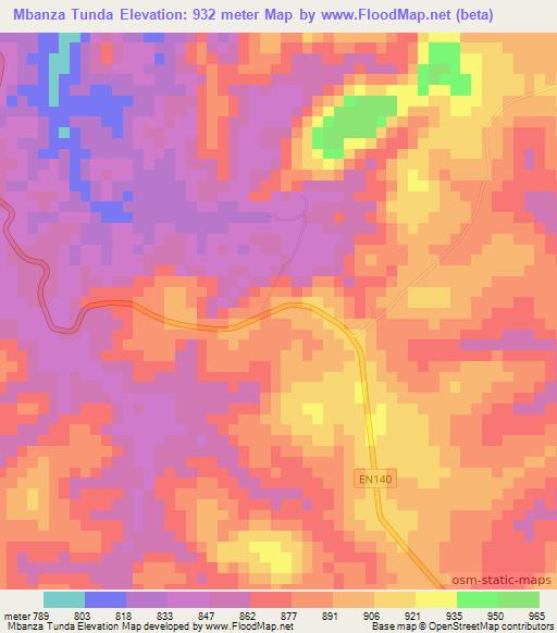 Mbanza Tunda,Angola Elevation Map