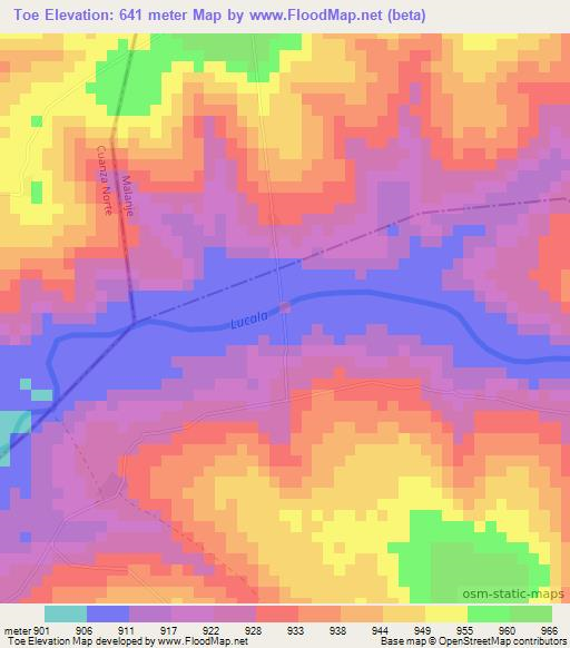 Toe,Angola Elevation Map