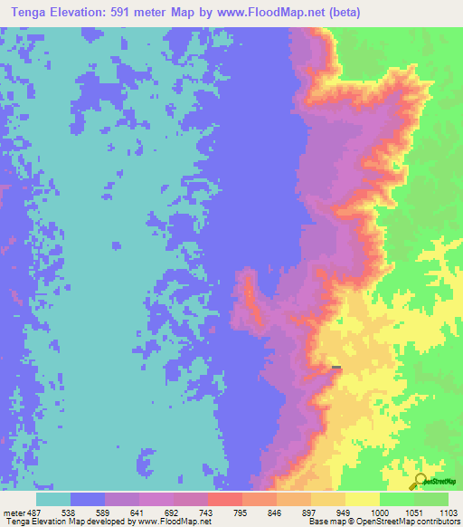 Tenga,Angola Elevation Map