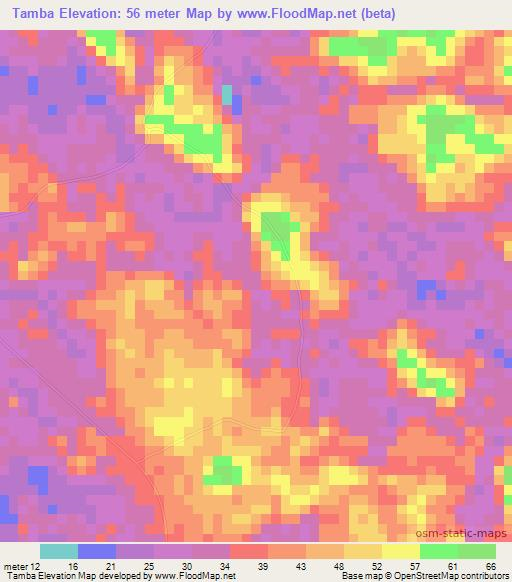 Tamba,Angola Elevation Map