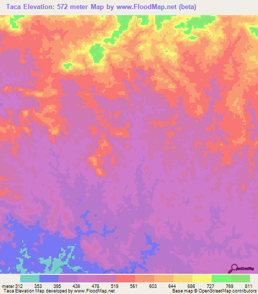 Taca,Angola Elevation Map