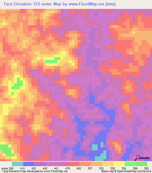 Taca,Angola Elevation Map