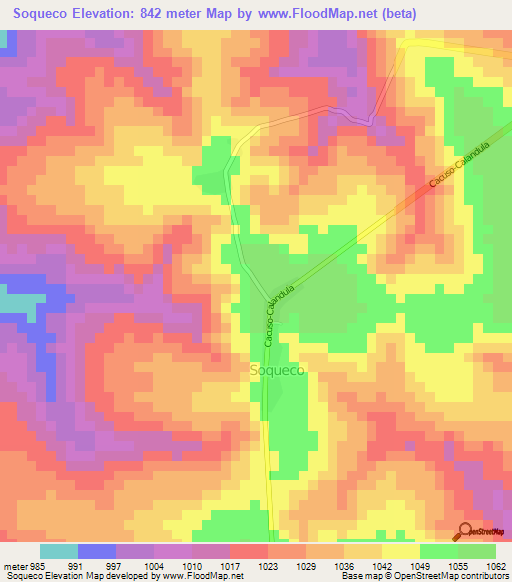 Soqueco,Angola Elevation Map