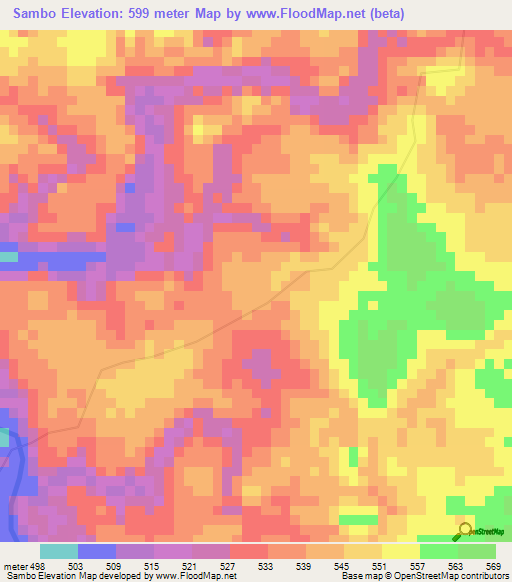 Sambo,Angola Elevation Map