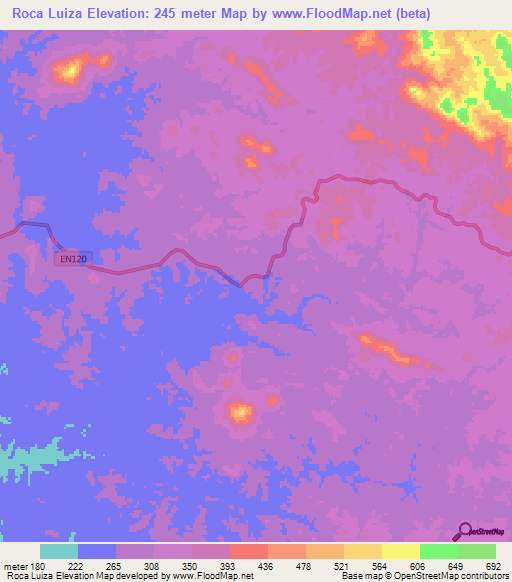 Roca Luiza,Angola Elevation Map