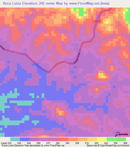 Roca Luiza,Angola Elevation Map