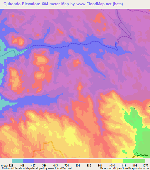 Quitondo,Angola Elevation Map