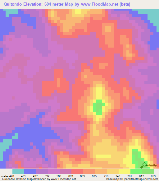 Quitondo,Angola Elevation Map