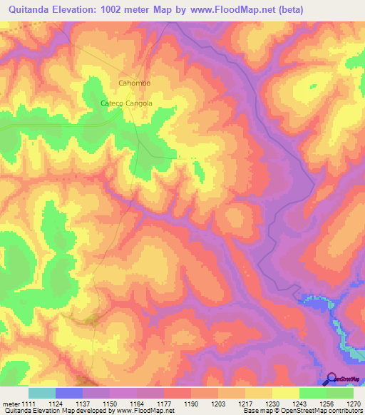 Quitanda,Angola Elevation Map