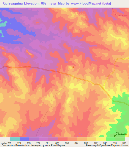 Quissaquina,Angola Elevation Map