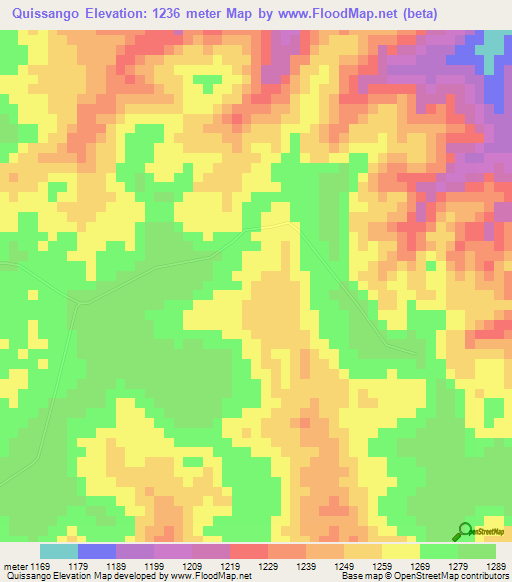 Quissango,Angola Elevation Map