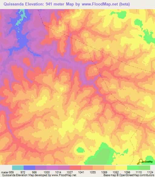 Quissanda,Angola Elevation Map