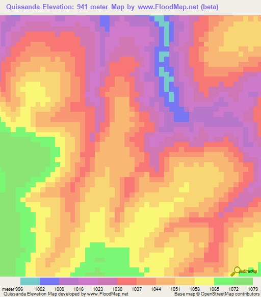 Quissanda,Angola Elevation Map