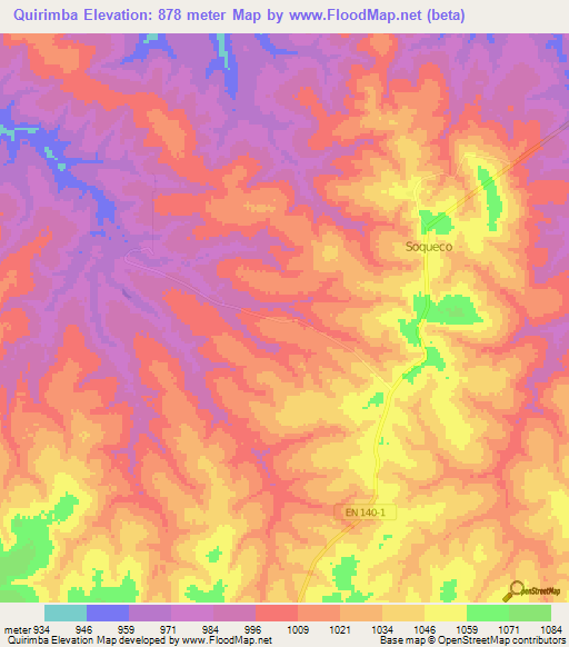 Quirimba,Angola Elevation Map