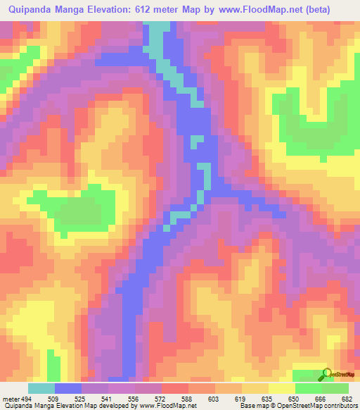 Quipanda Manga,Angola Elevation Map