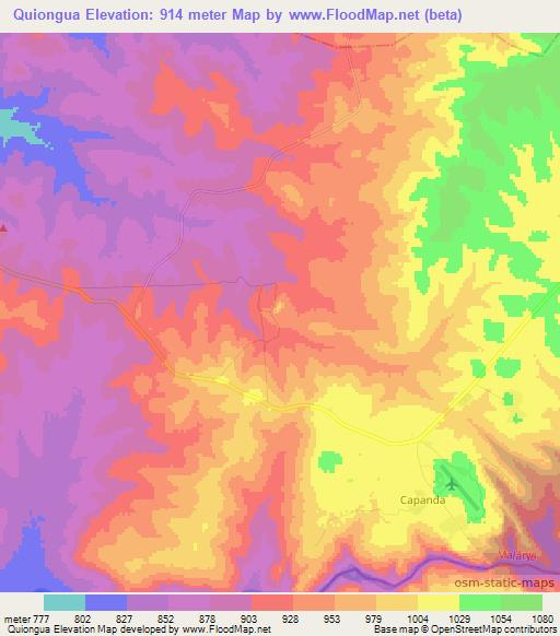 Quiongua,Angola Elevation Map