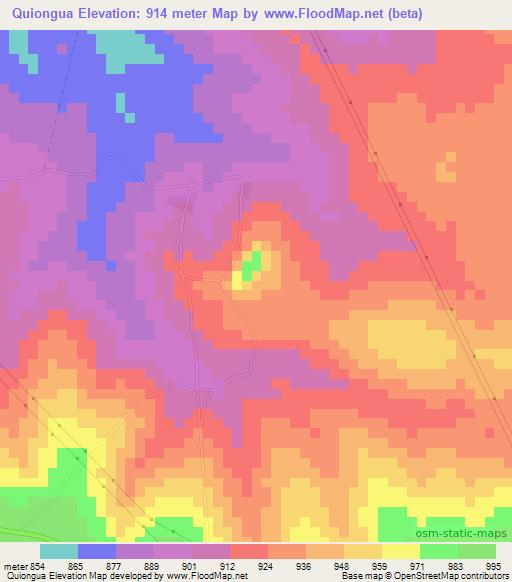 Quiongua,Angola Elevation Map