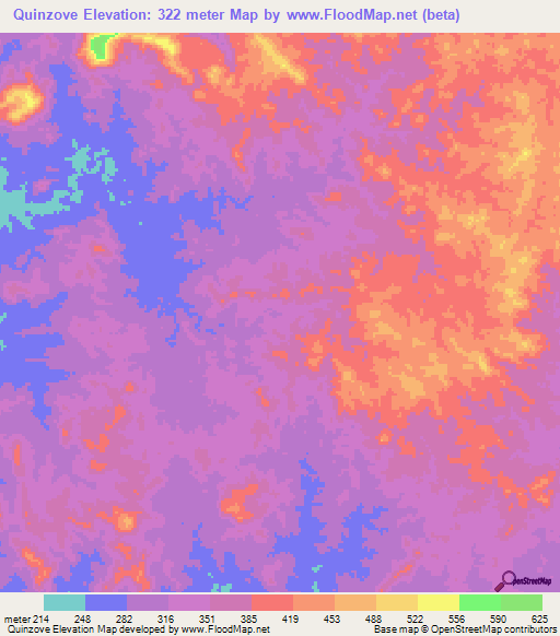 Quinzove,Angola Elevation Map