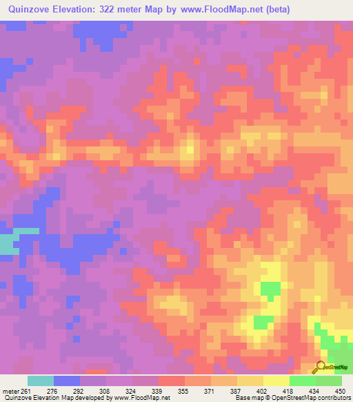 Quinzove,Angola Elevation Map