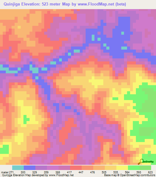 Quinjiga,Angola Elevation Map