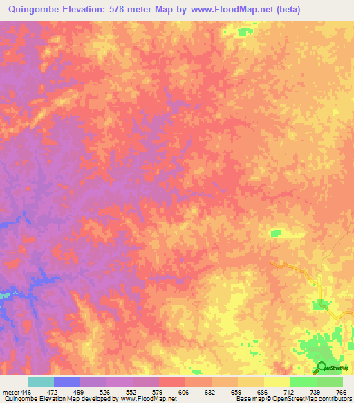 Quingombe,Angola Elevation Map