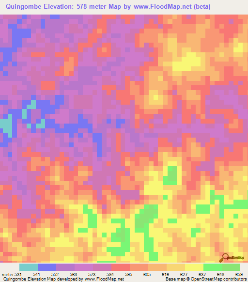 Quingombe,Angola Elevation Map