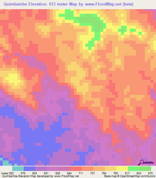 Quimbamba,Angola Elevation Map