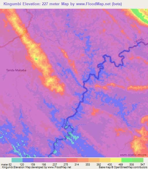 Kingumbi,Angola Elevation Map