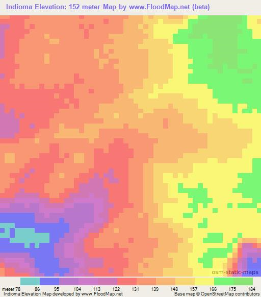 Indioma,Angola Elevation Map