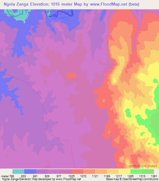 Ngola Zanga,Angola Elevation Map