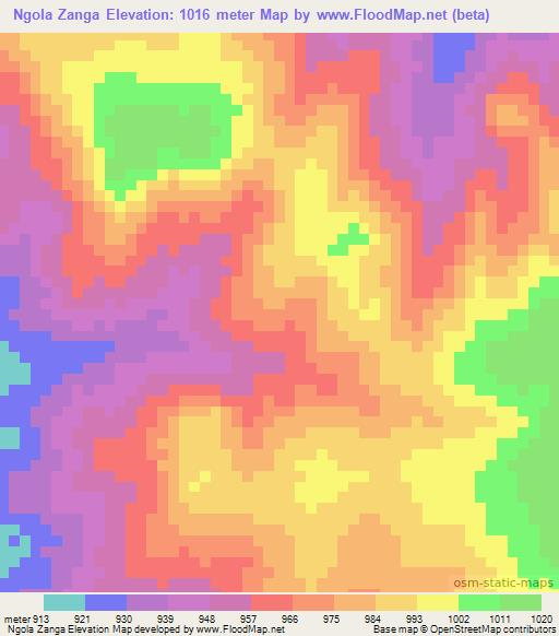 Ngola Zanga,Angola Elevation Map