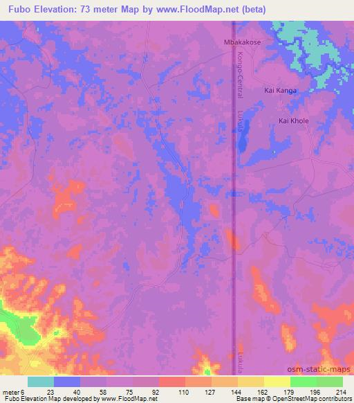 Fubo,Angola Elevation Map