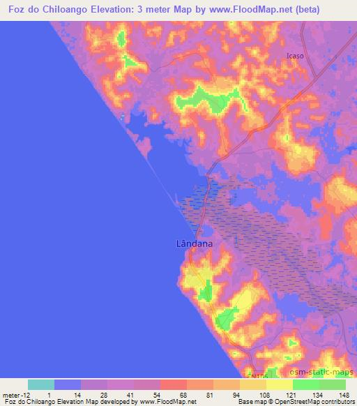 Foz do Chiloango,Angola Elevation Map