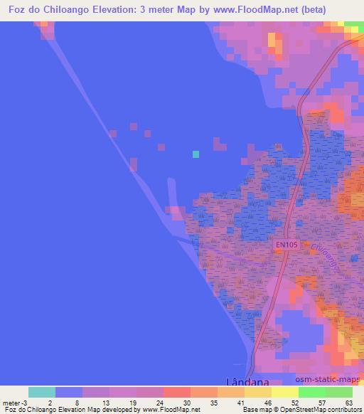 Foz do Chiloango,Angola Elevation Map